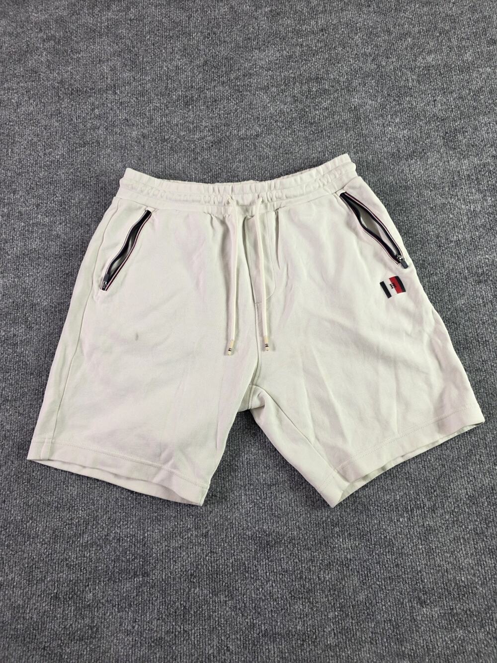Tommy Hilfiger Mens Off-White Shorts Size Medium Zipper Pockets Drawstring